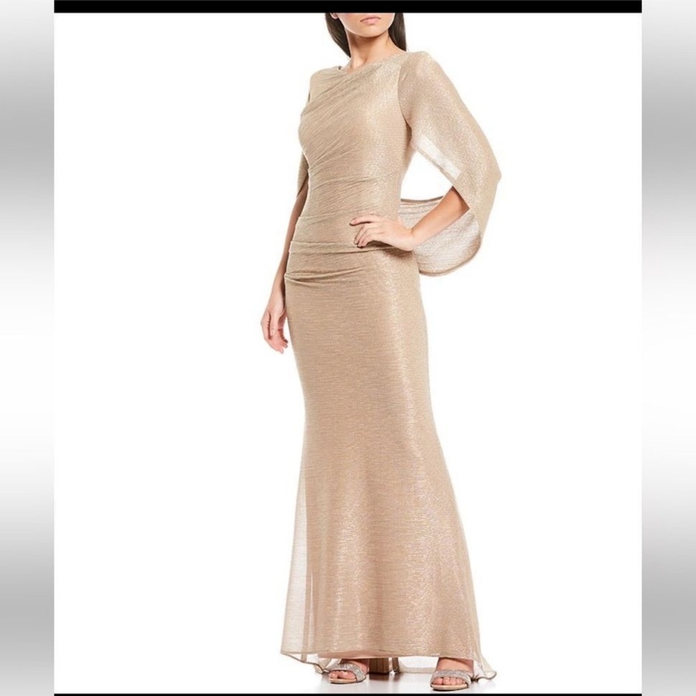 Betsy & Adam NWT size 14 One Shoulder Gold Dress